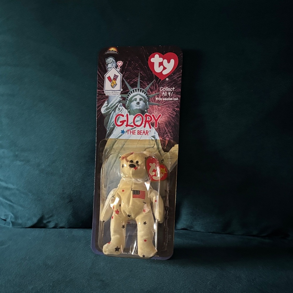 Ty Glory the Bear - Cream with Red and Blue Accents